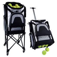 Load image into Gallery viewer, Packhopper Deluxe - Wheeled Backpack Tennis Ball Hopper with Cart and Extras
